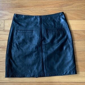 Cyrillus Black Leather Pencil Skirt